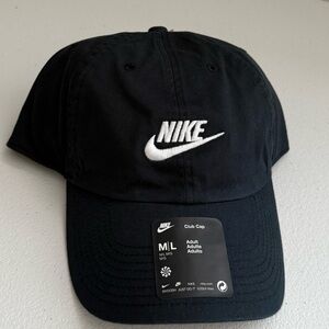 Nike Black Baseball Cap with White Swoosh